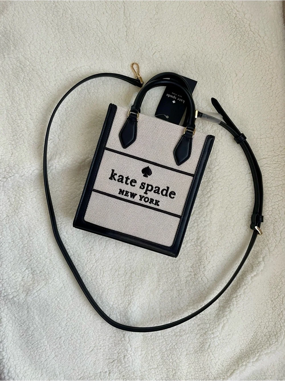 kate spade Black & Cream Canvas Crossbody Tote